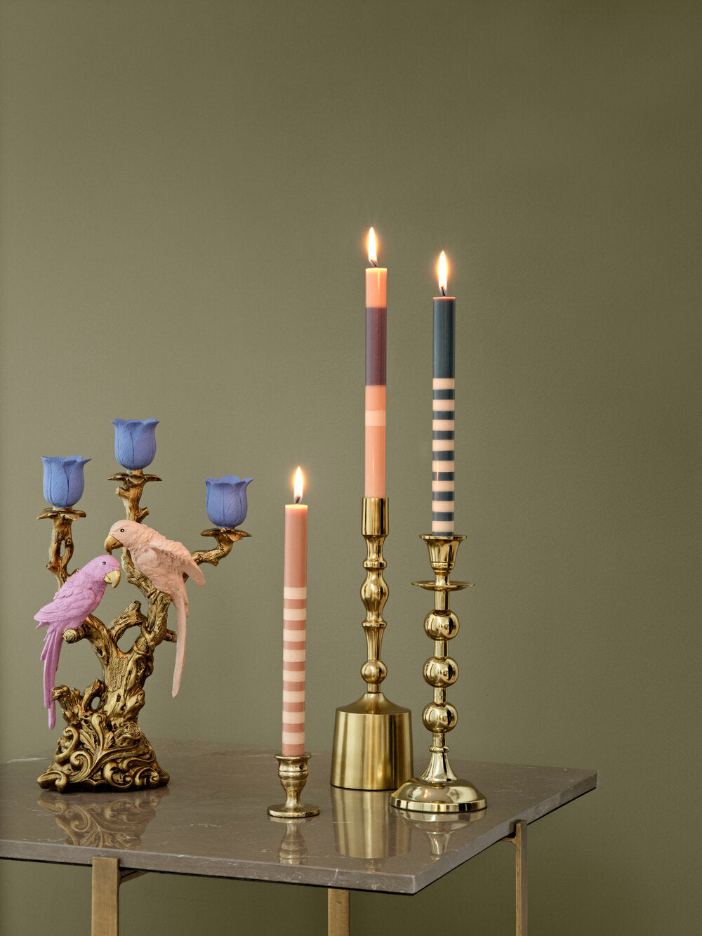 Lysestage, Brass - H31cm.
